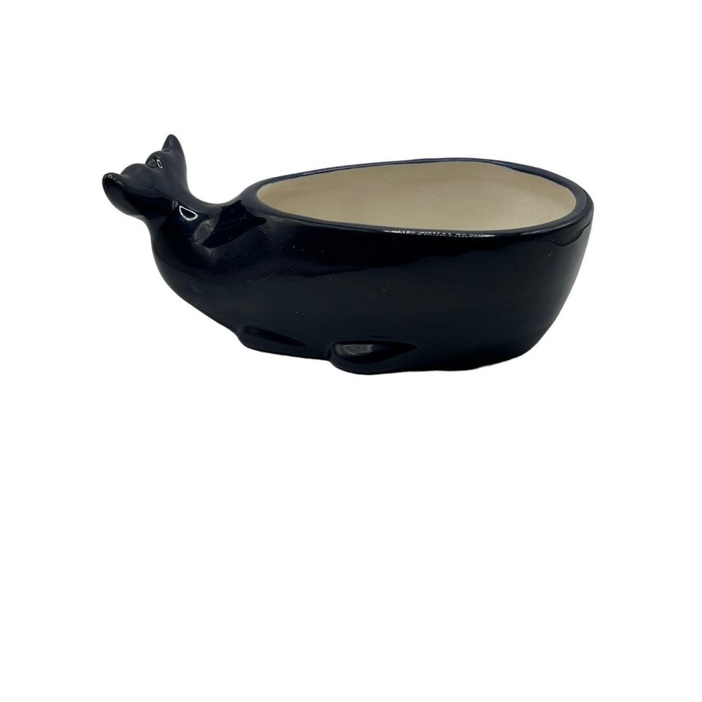 Dei Whale Bowl Dish  Ceramic Dishwasher-Microwave Save Navy Blue Whale Tale.